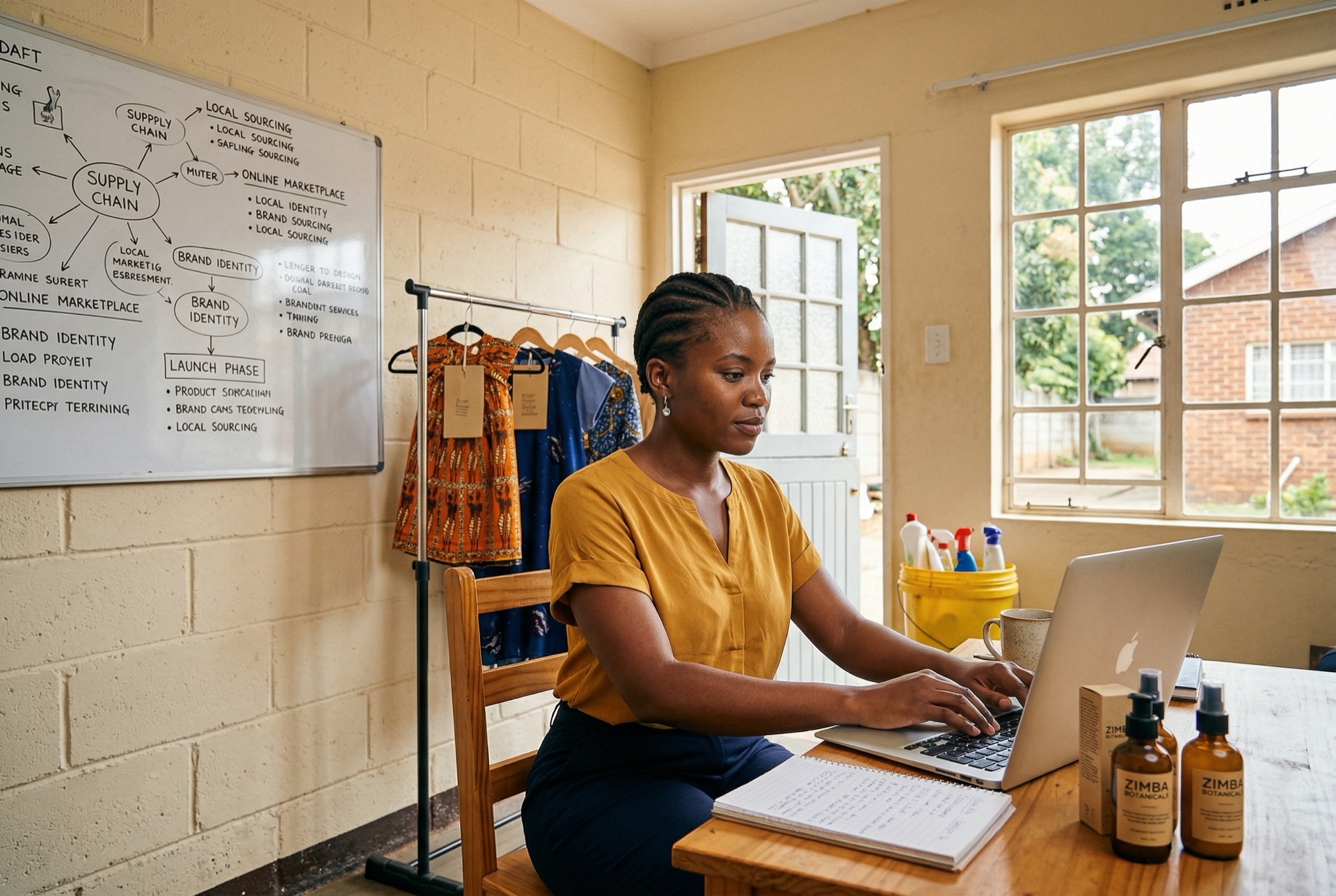 Entrepreneur working from a garage office
