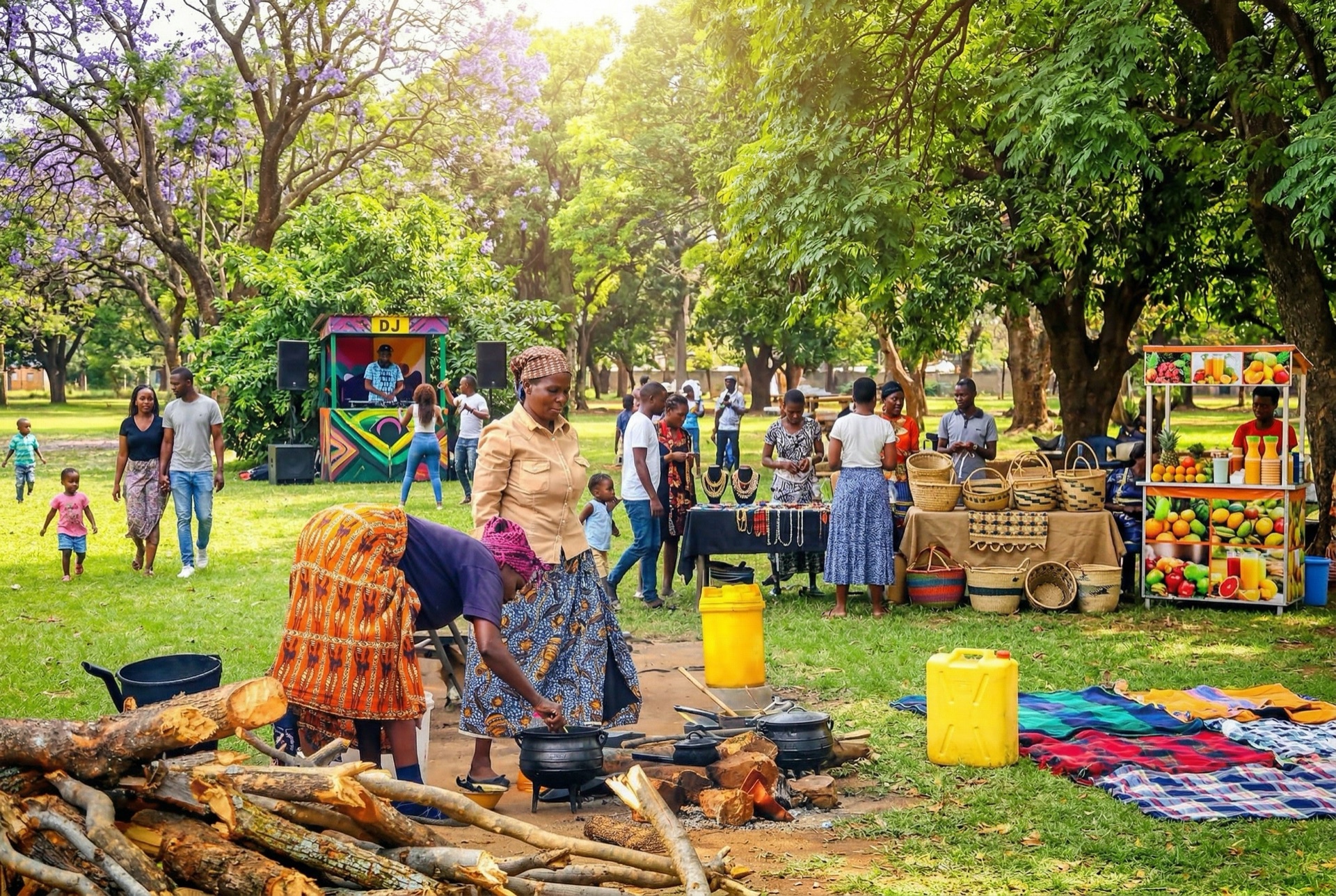 Outdoor craft market in a Harare park