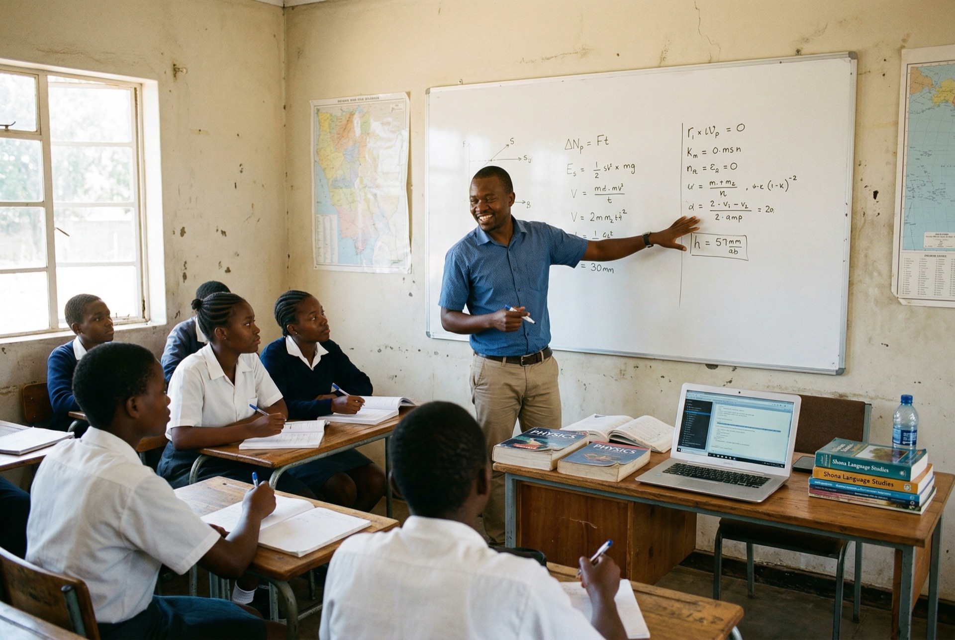 Tutor teaching a small class